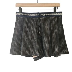 Rhie Black Mesh Chain Detail High Rise Dressy Shorts